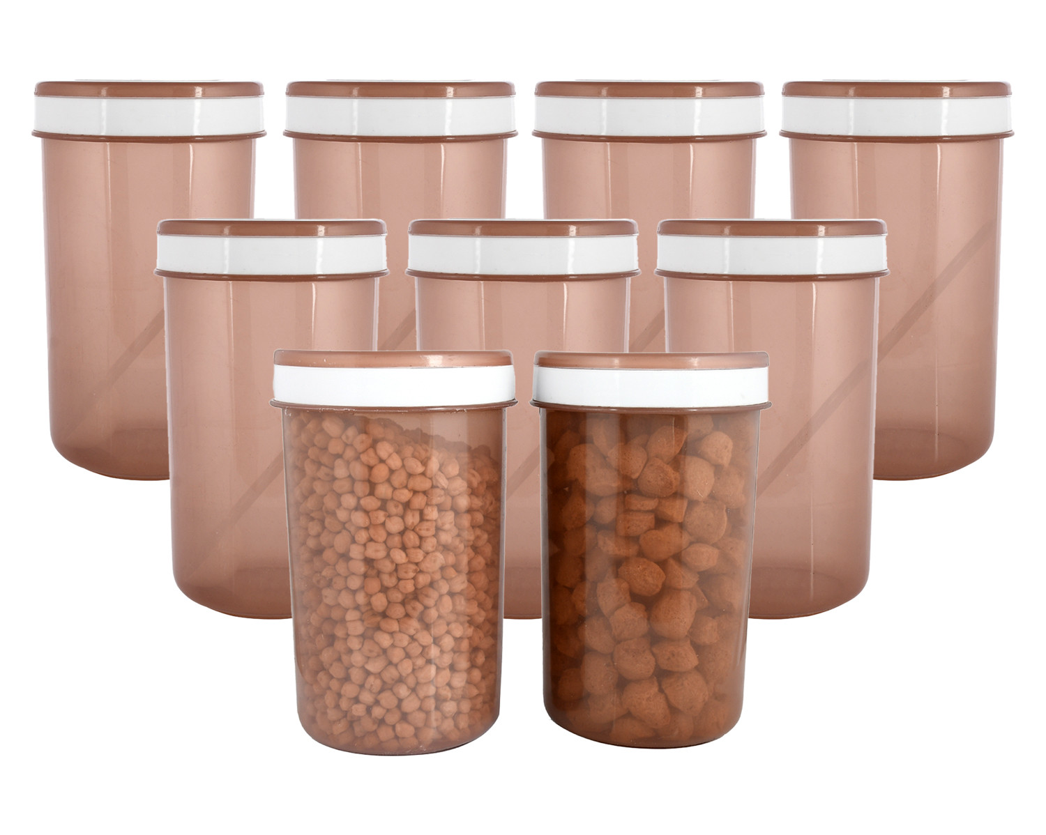 Kuber Industries Containers Set for Kitchen|BPA-Free Plastic 1500 ML Storage Containers Set With Spoon for Kitchen (Brown)