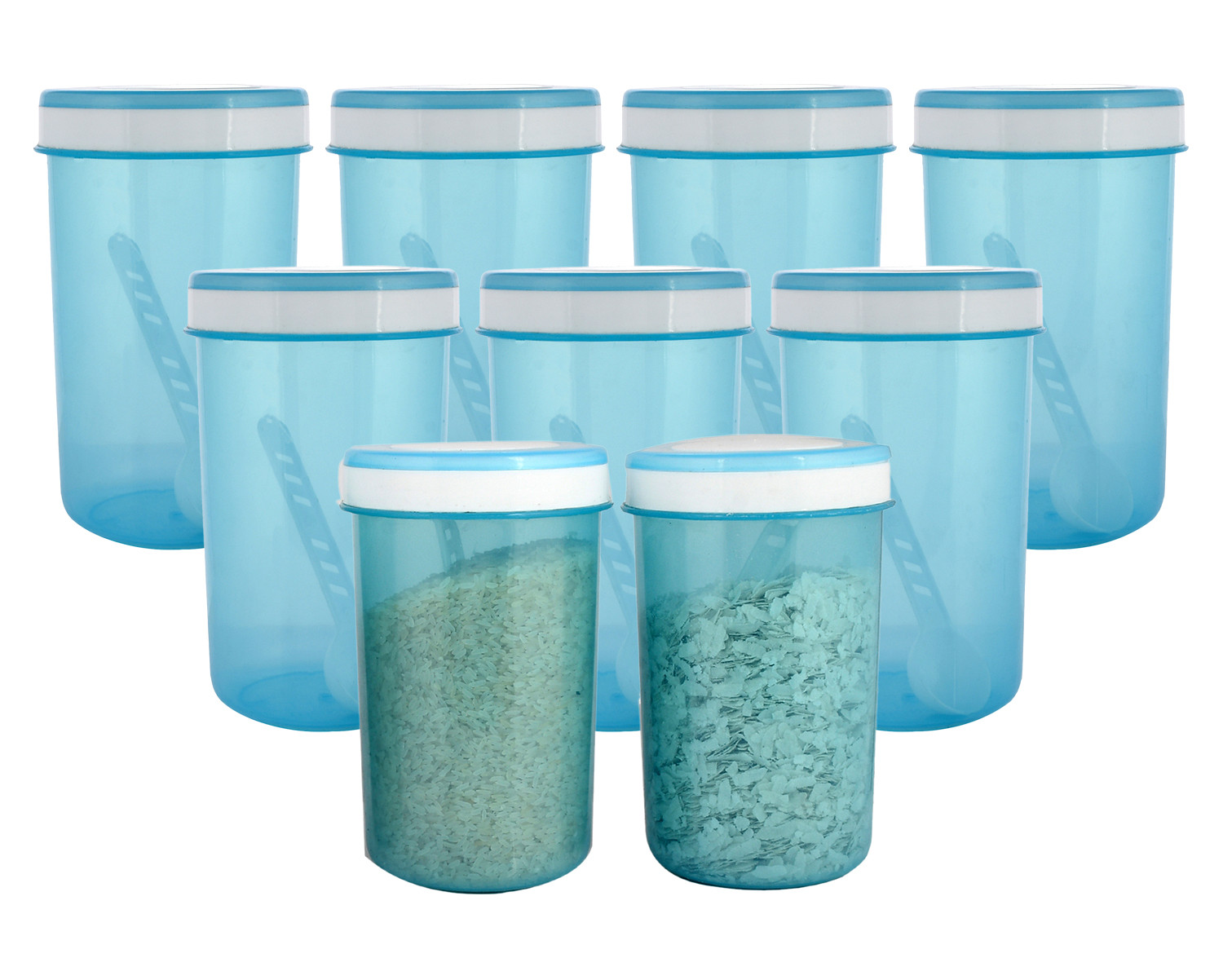 Kuber Industries Containers Set for Kitchen|BPA-Free Plastic 1500 ML Storage Containers Set With Spoon for Kitchen (Sky Blue)