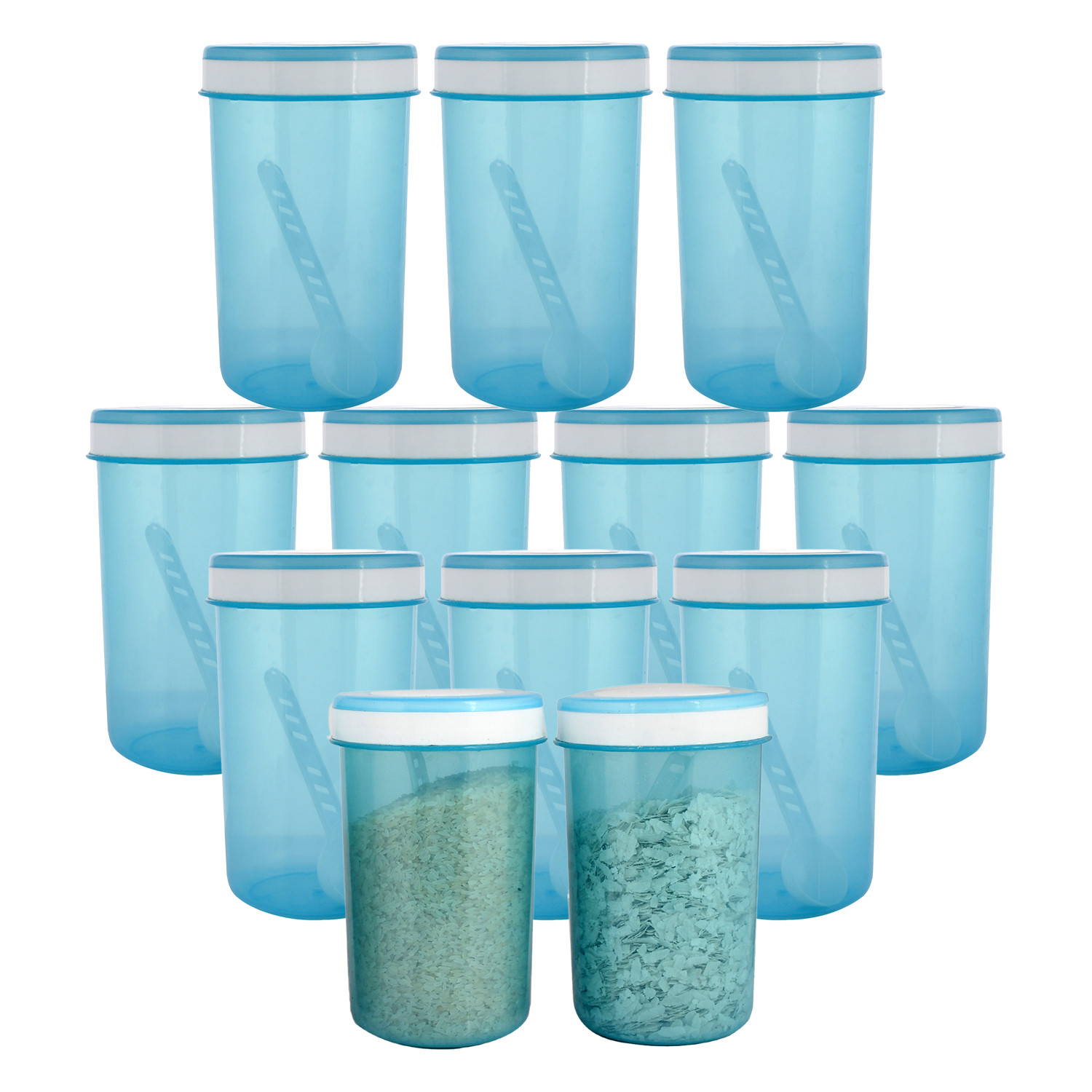 Kuber Industries Containers Set for Kitchen|BPA-Free Plastic 1500 ML Storage Containers Set With Spoon for Kitchen (Sky Blue)