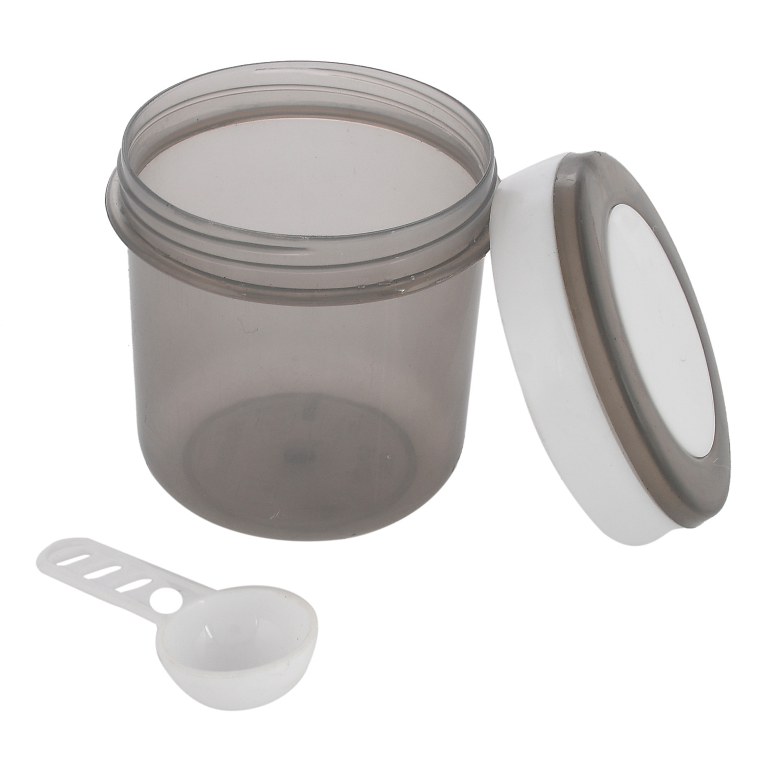 Kuber Industries Containers Set for Kitchen|BPA-Free Plastic 350 ML Storage Containers Set With Spoon for Kitchen(Gray)