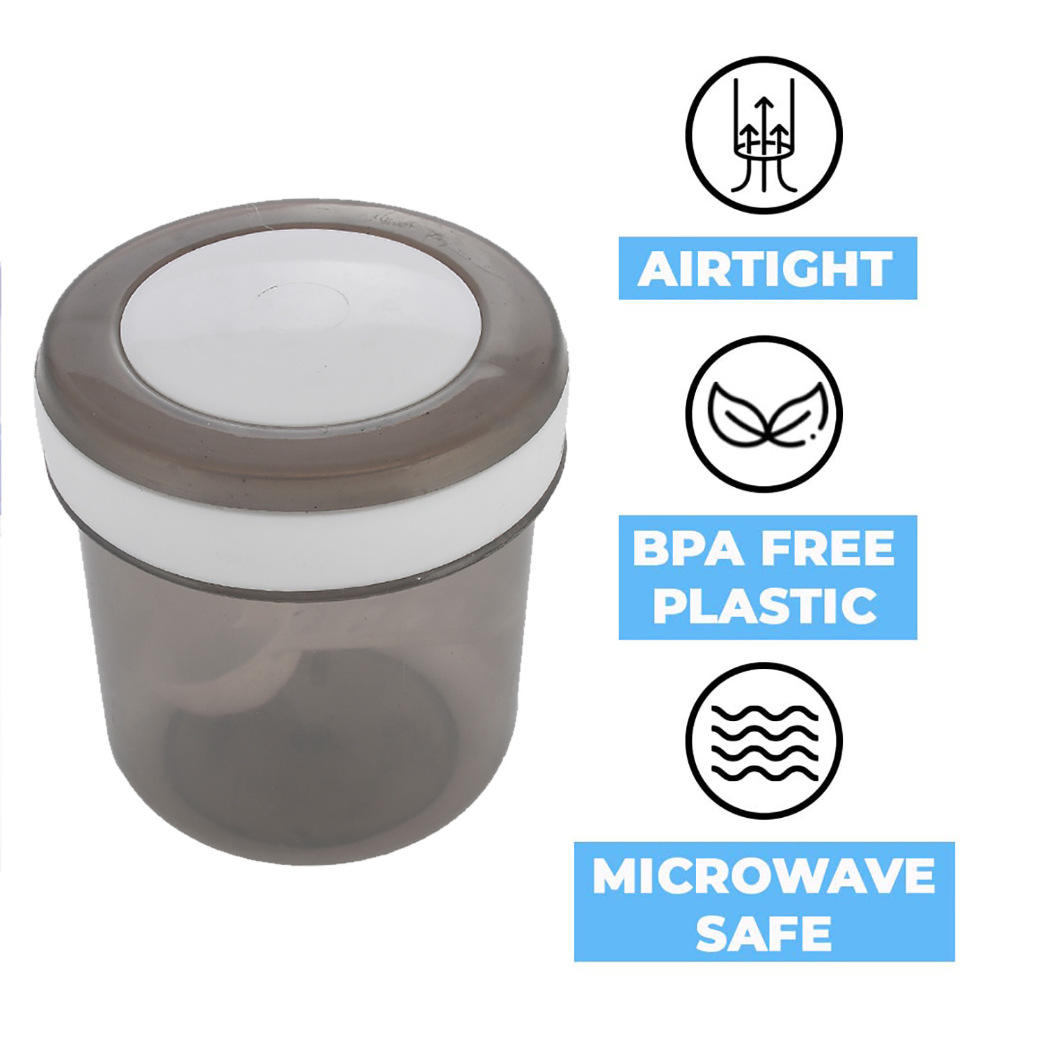 Kuber Industries Containers Set for Kitchen|BPA-Free Plastic 350 ML Storage Containers Set With Spoon for Kitchen(Gray)