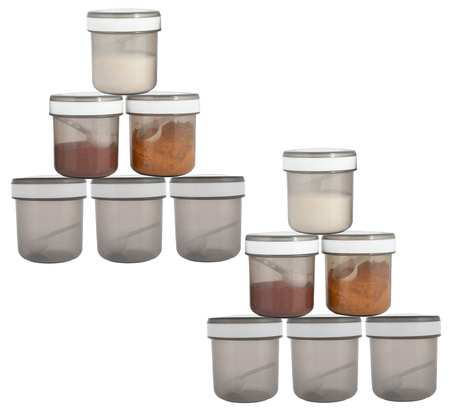 Kuber Industries Containers Set for Kitchen|BPA-Free Plastic 350 ML Storage Containers Set With Spoon for Kitchen(Gray)