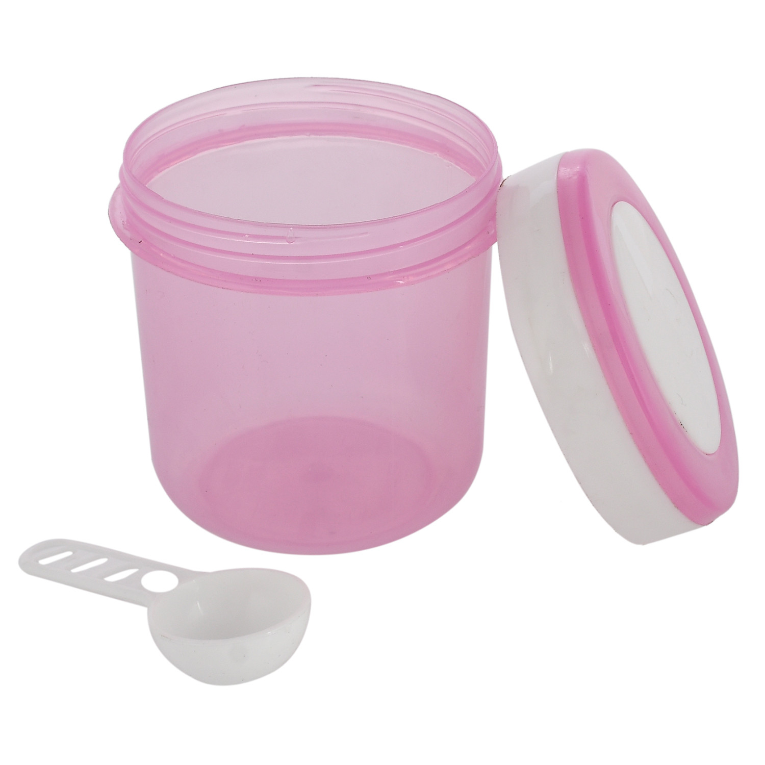 Kuber Industries Containers Set for Kitchen|BPA-Free Plastic 350 ML Storage Containers Set With Spoon for Kitchen(Pink)