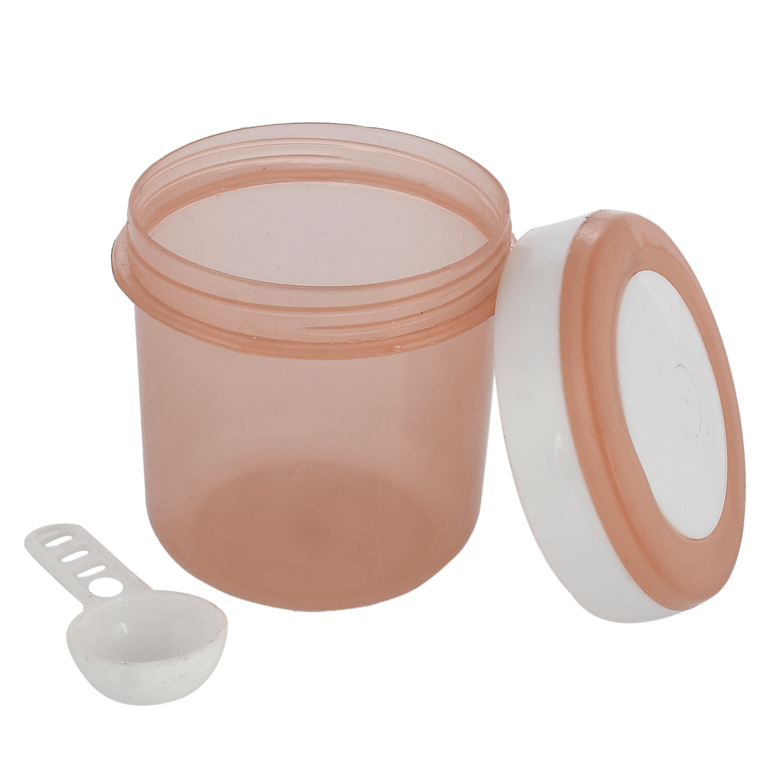 Kuber Industries Containers Set for Kitchen|BPA-Free Plastic 350 ML Storage Containers Set With Spoon for Kitchen(Brown)