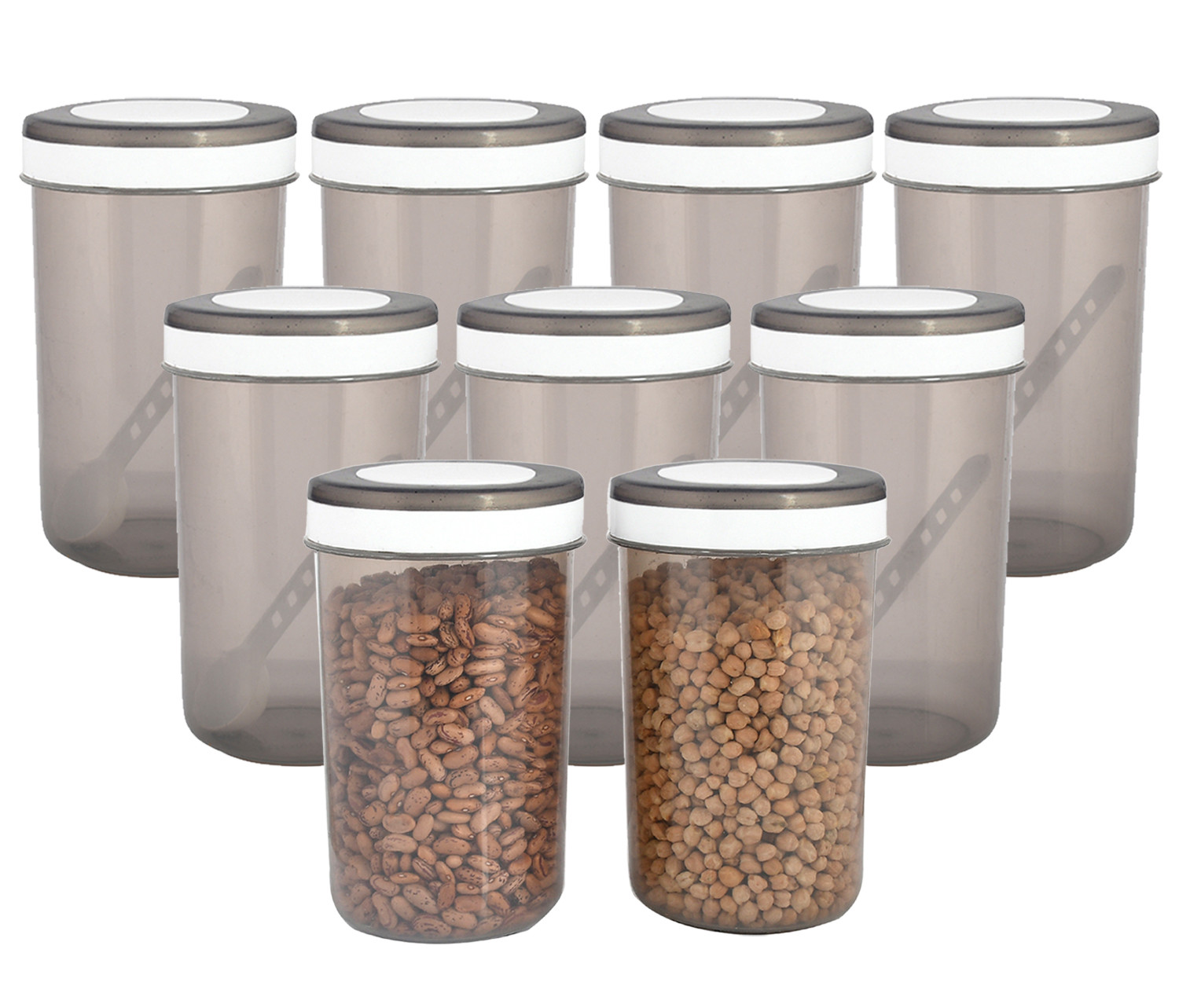 Kuber Industries Containers Set for KitchenBPA-Free Plastic 500 ML Storage Containers Set With Spoon for KitchenGray