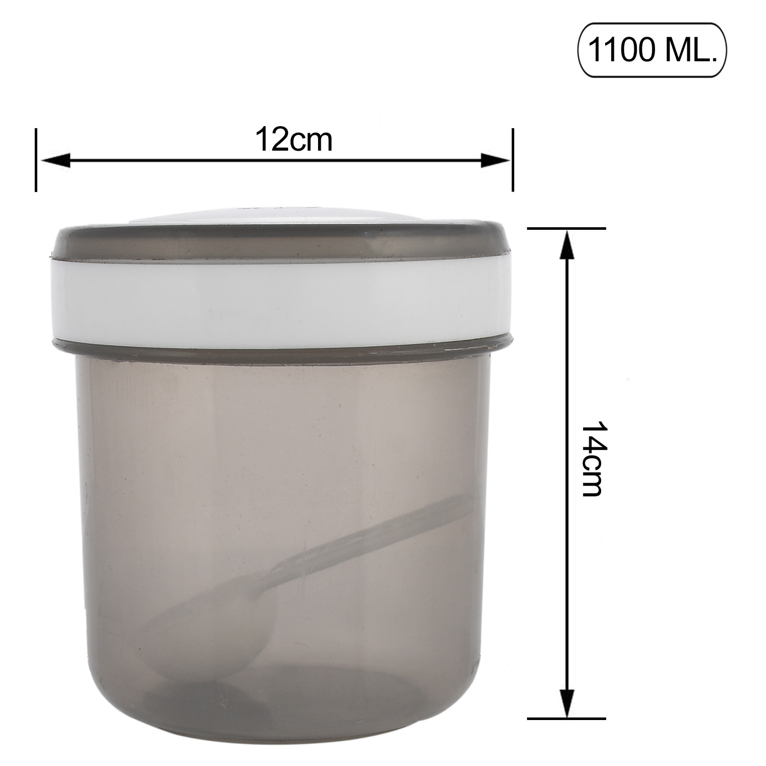 Kuber Industries Containers Set for Kitchen|BPA-Free Plastic Storage Containers Set|Kitchen Storage Containers|Grocery Containers with Spoon|SPICY 1100 ML (Gray)