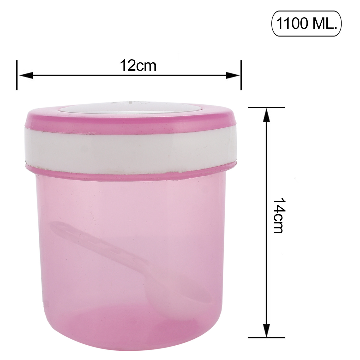 Kuber Industries Containers Set for Kitchen|BPA-Free Plastic Storage Containers Set|Kitchen Storage Containers|Grocery Containers with Spoon|SPICY 1100 ML|(Pink)