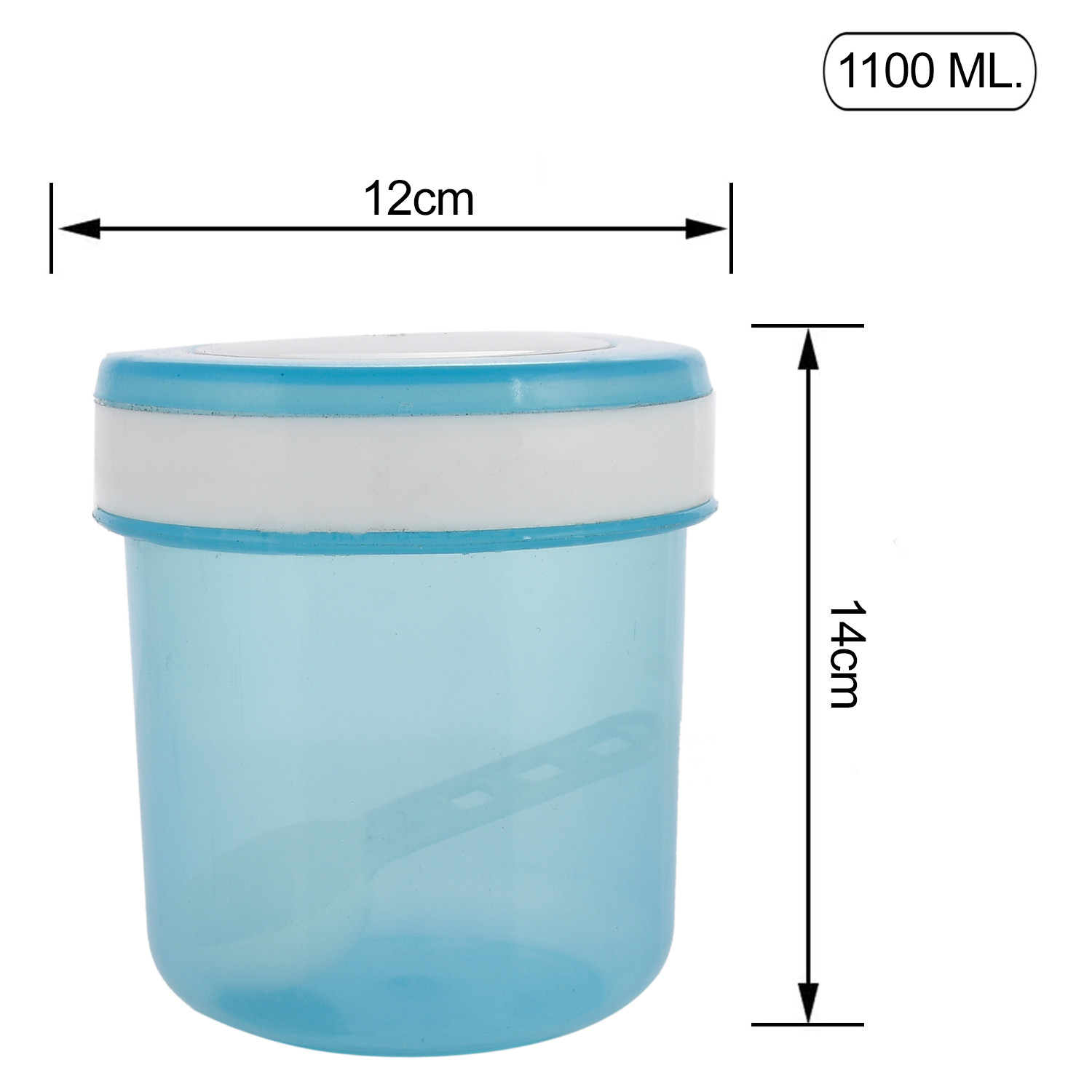 Kuber Industries Containers Set for Kitchen|BPA-Free Plastic Storage Containers Set|Kitchen Storage Containers|Grocery Containers with Spoon|SPICY 1100 ML| (Sky Blue)