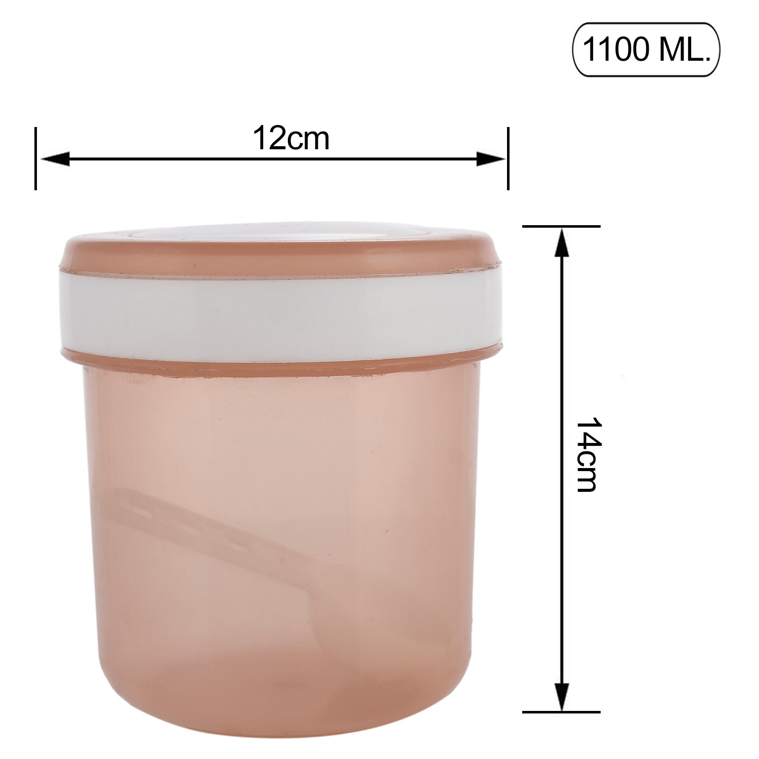 Kuber Industries Containers Set for Kitchen|BPA-Free Plastic Storage Containers Set|Kitchen Storage Containers|Grocery Containers with Spoon|SPICY 1100 ML|(Brown)