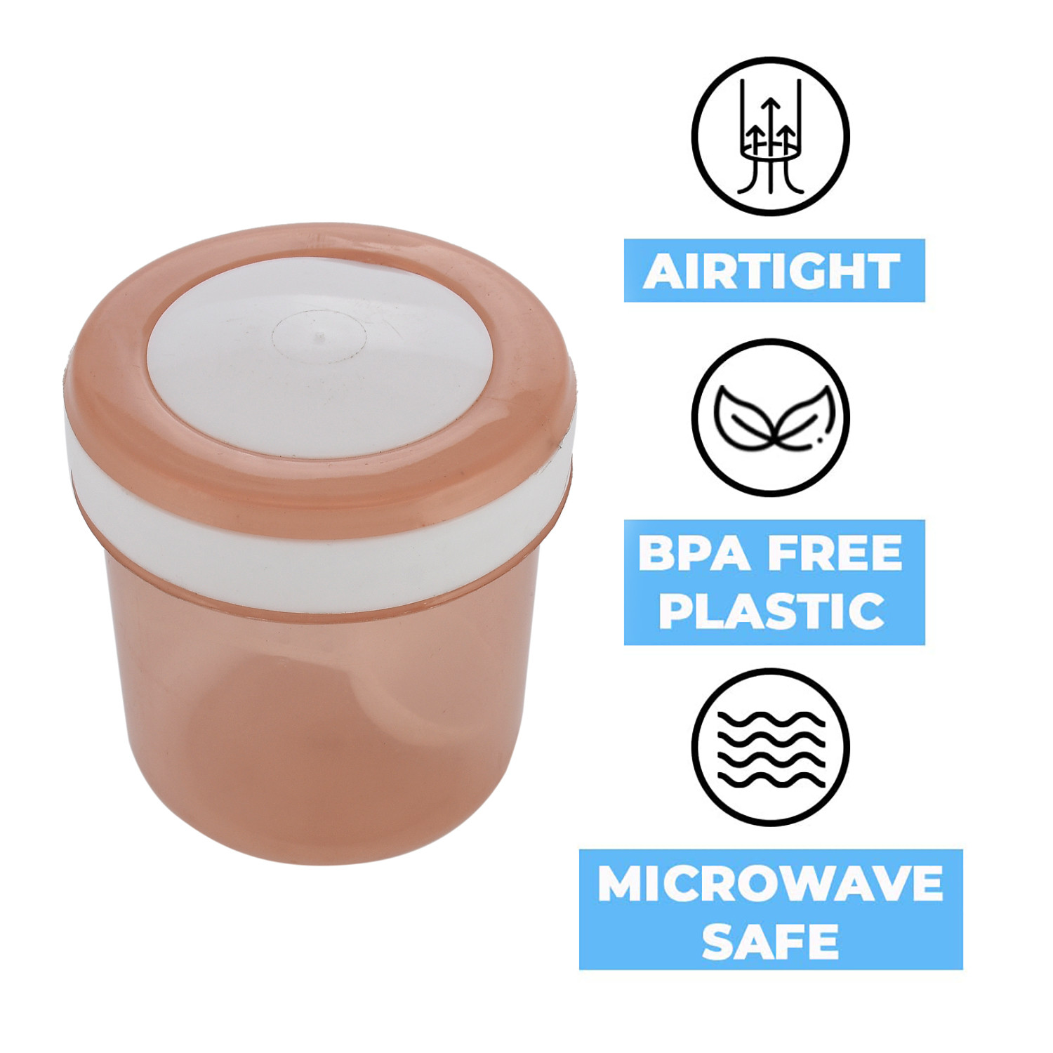 Kuber Industries Containers Set for Kitchen|BPA-Free Plastic Storage Containers Set|Kitchen Storage Containers|Grocery Containers with Spoon|SPICY 1100 ML|(Brown)