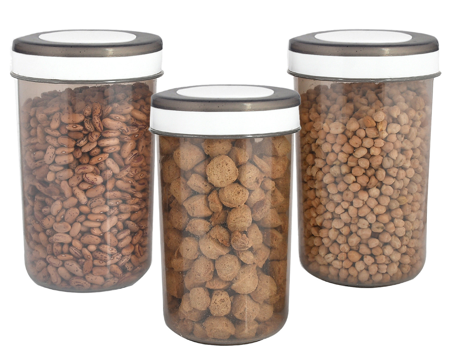 Kuber Industries Containers Set for Kitchen|BPA-Free Plastic Storage Containers Set|Kitchen Storage Containers|Grocery Containers with Spoon|SPICY 2200 ML| (Gray)