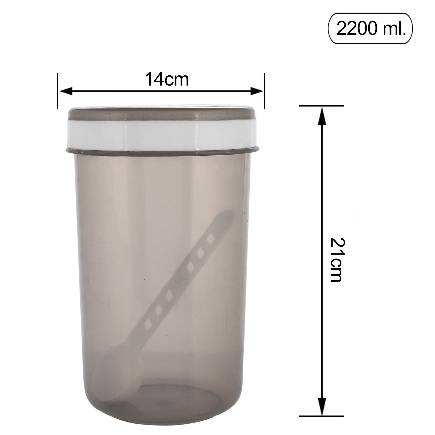 Kuber Industries Containers Set for Kitchen|BPA-Free Plastic Storage Containers Set|Kitchen Storage Containers|Grocery Containers with Spoon|SPICY 2200 ML| (Gray)