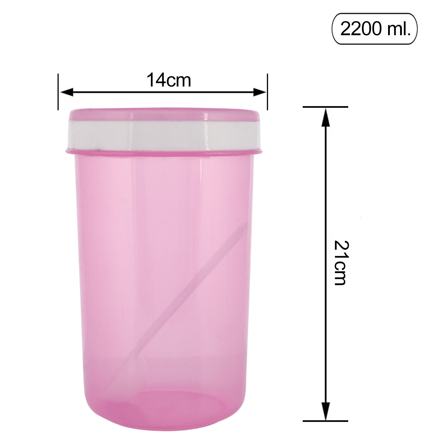 Kuber Industries Containers Set for Kitchen|BPA-Free Plastic Storage Containers Set|Kitchen Storage Containers|Grocery Containers with Spoon|SPICY 2200 ML| (Pink)