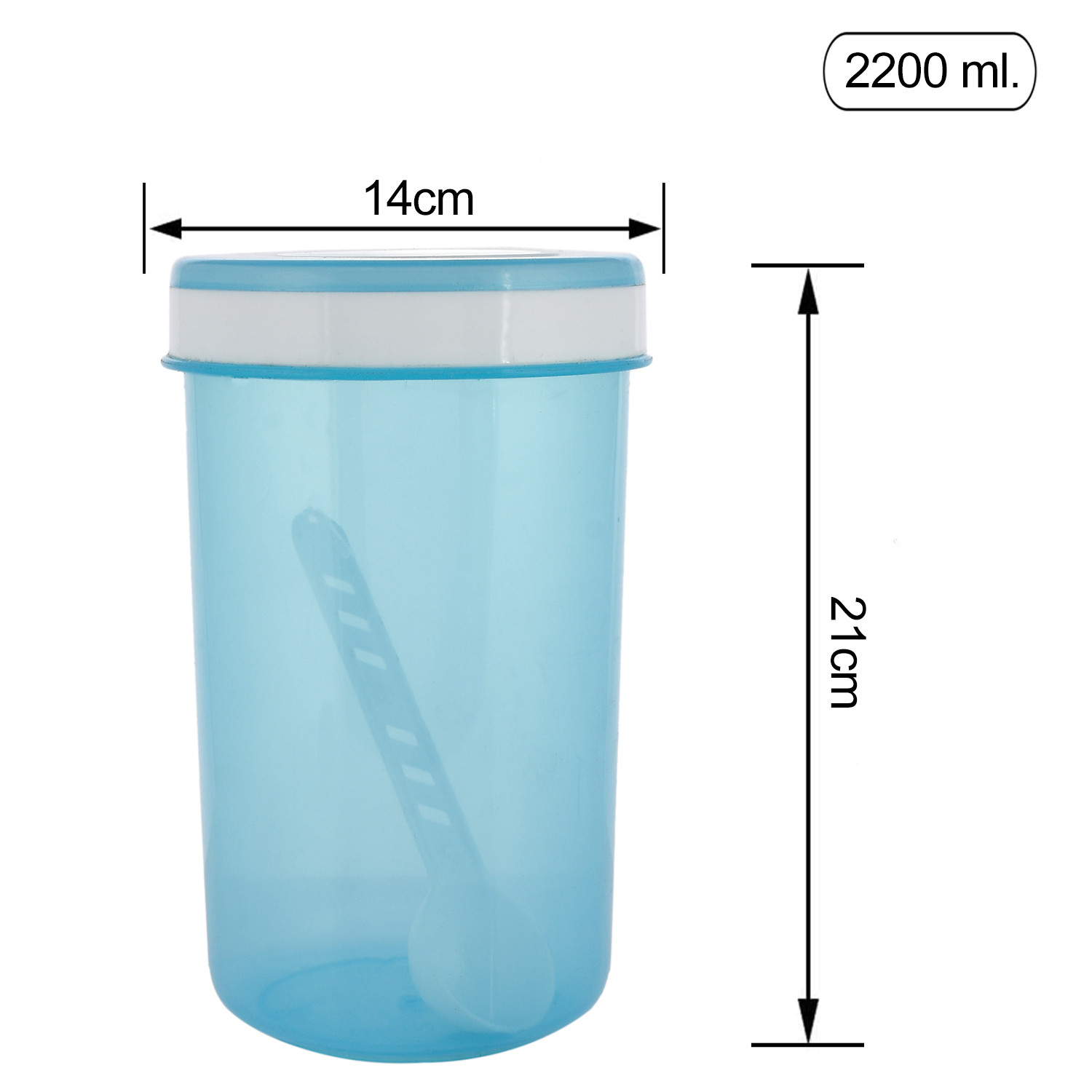 Kuber Industries Containers Set for Kitchen|BPA-Free Plastic Storage Containers Set|Kitchen Storage Containers|Grocery Containers with Spoon|SPICY 2200 ML|(Sky Blue)
