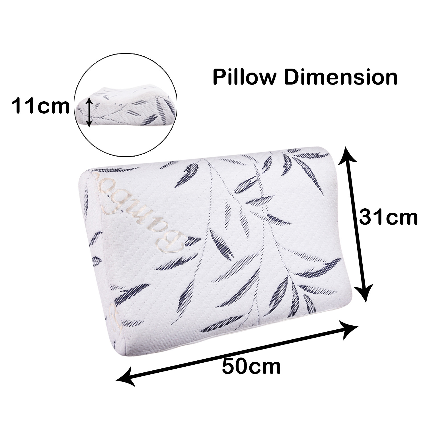 Kuber Industries Contoured Pillow| Memory Foam Support Pillow | Contour Cervical Pillow for Neck and Shoulder Pain| Bed Pillows for Sleeping with Washable Cover | White