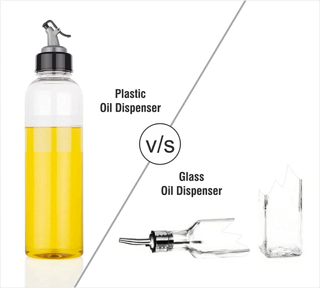Kuber Industries Cooking Oil Dispenser|Plastic Drop Oil Bottle Dispenser for Kitchen|Unbreakable Oil Bottle with Trigger,1000 ML,(Transparent)
