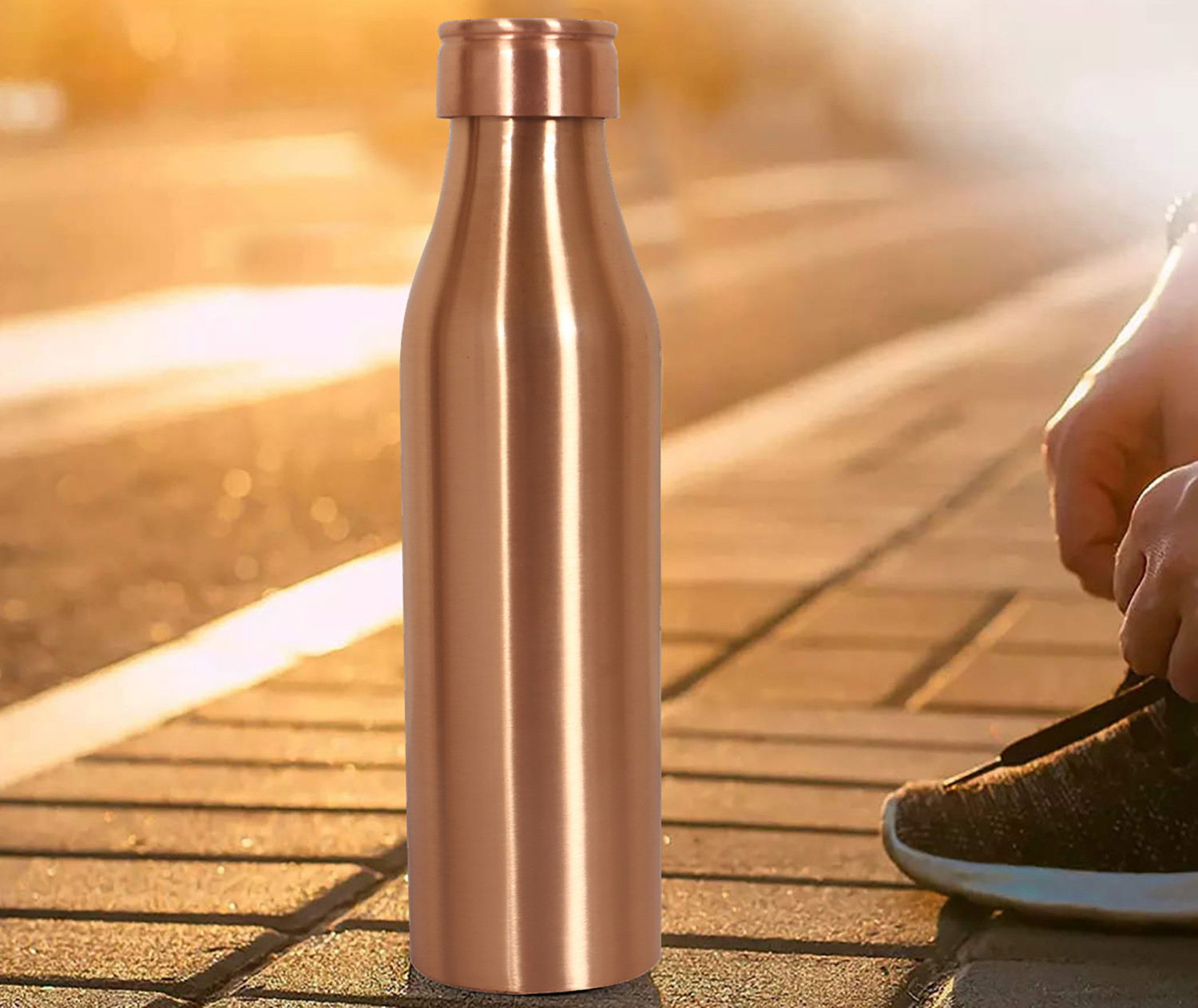 Kuber Industries Copper Plain & Leak Proof Water Bottle For Home, office, Traveling. 1 Ltr (Brown)