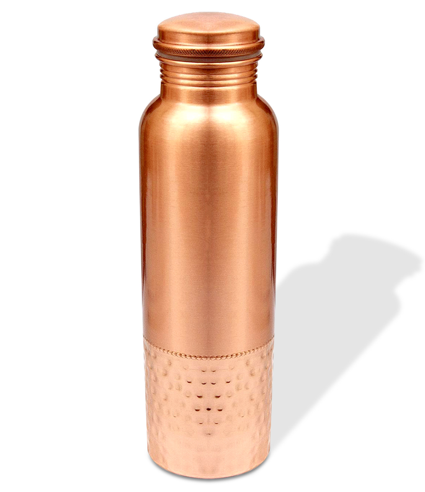 Kuber Industries Copper Round Hammered Design Water Bottle For Home & Traveling 1 Ltr. (Copper) 54KM4307