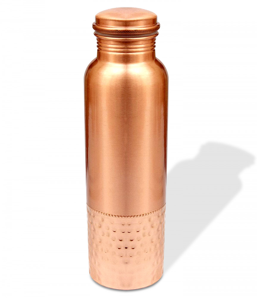 Kuber Industries Copper Round Hammered Design Water Bottle For Home &amp; Traveling 1 Ltr. (Copper) 54KM4307
