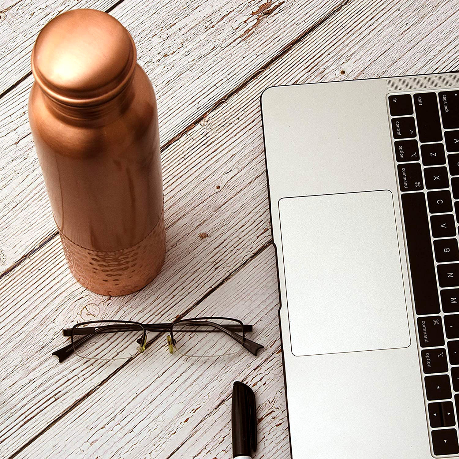 Kuber Industries Copper Round Hammered Design Water Bottle For Home & Traveling 1 Ltr. (Copper) 54KM4307