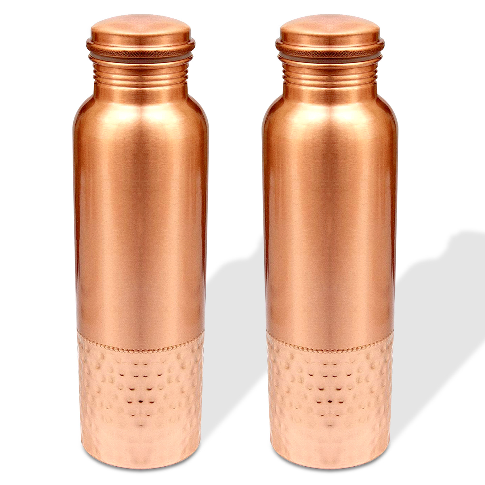 Kuber Industries Copper Round Hammered Design Water Bottle For Home & Traveling 1 Ltr. (Copper) 54KM4307