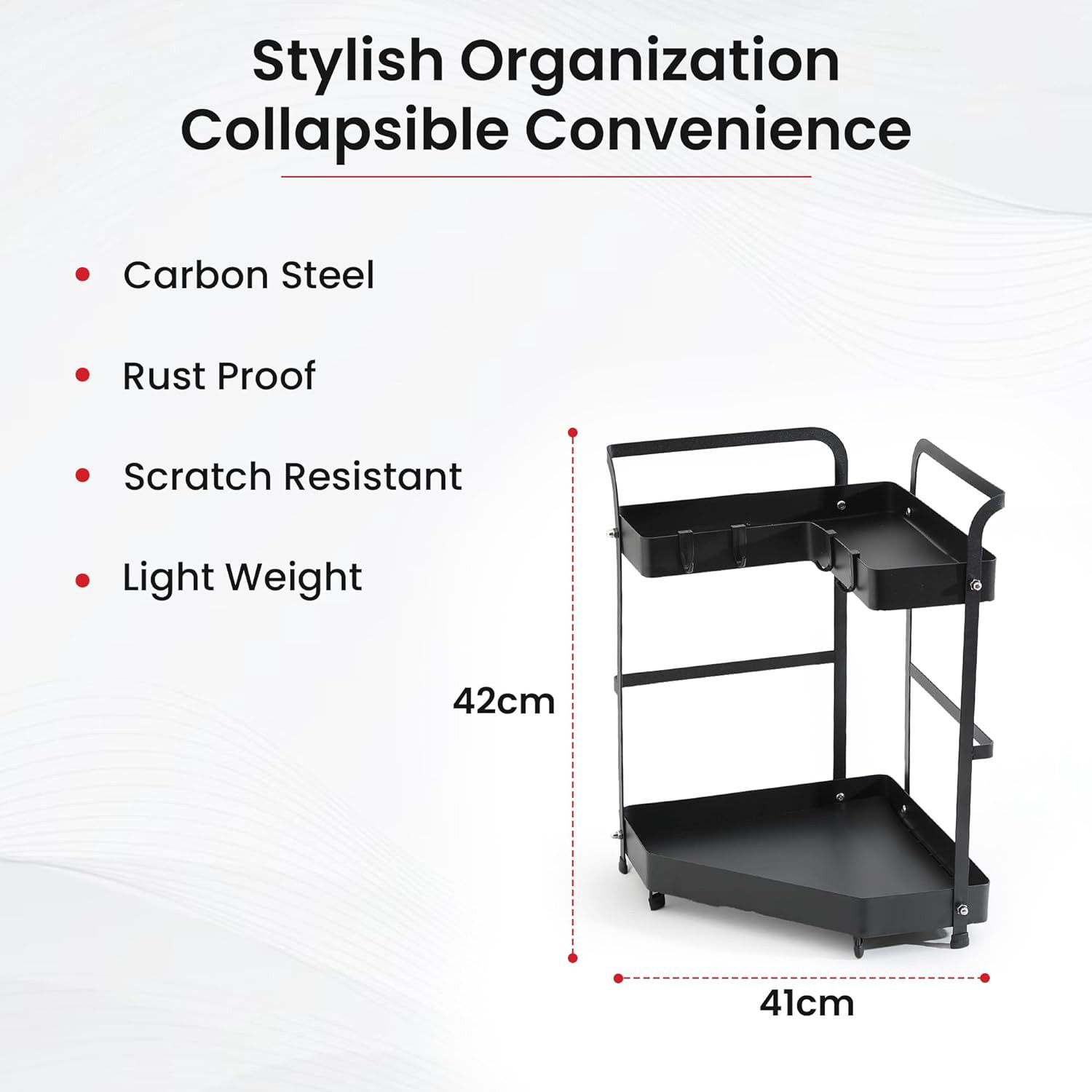 Kuber Industries Corner Kitchen Rack|Spice Rack,Chopsticks Rest, Knife Holder|4 Hooks Kitchen Storage Rack (Black)