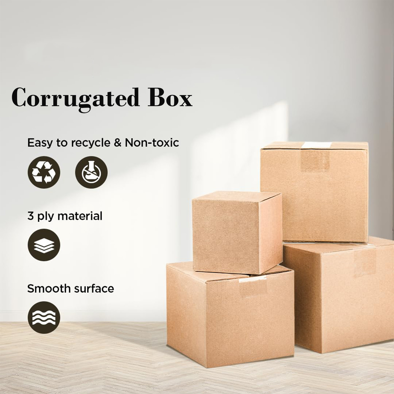 Kuber Industries Corrugated Box | 3 Ply Corrugated Packing Box | Corrugated for Shipping | Corrugated for Courier & Goods Transportation | Packing Storage Box | 50 Pcs Set | P00 | Brown
