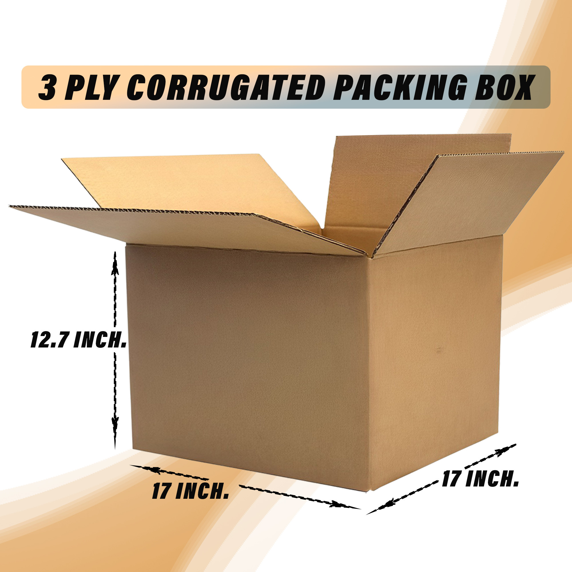 Kuber Industries Corrugated Box | 3 Ply Corrugated Packing Box | Corrugated for Shipping | Corrugated for Courier & Goods Transportation | L 17 x W 17 x H 12.7 Inch | Brown