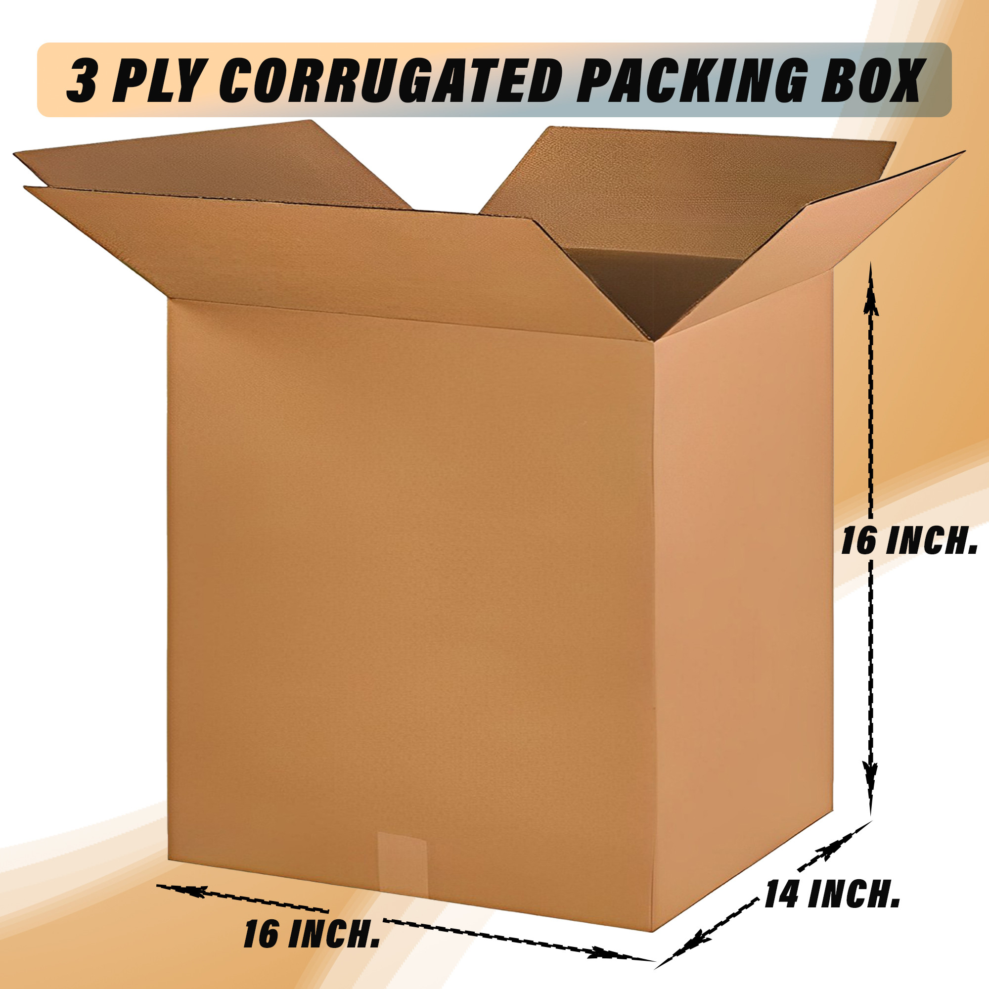 Kuber Industries Corrugated Box | 3 Ply Corrugated Packing Box | Corrugated for Shipping | Corrugated for Courier & Goods Transportation | L 16 x W 14 x H 16 Inch | Brown