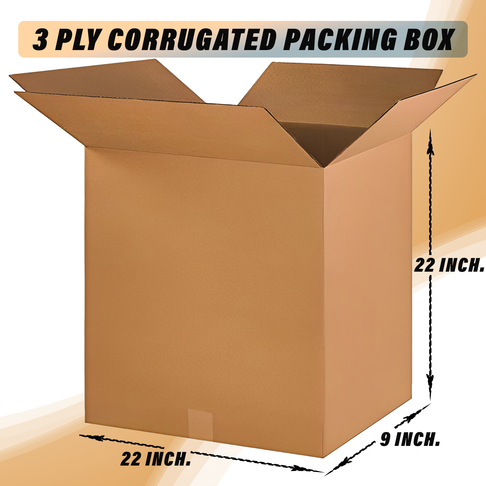Kuber Industries Corrugated Box | 3 Ply Corrugated Packing Box | Corrugated for Shipping | Corrugated for Courier & Goods Transportation | L 22 x W 9 x H 22 Inch| Brown