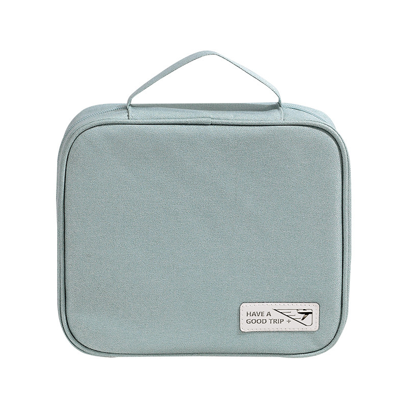 Kuber Industries Cosmetic Storage Case|Makeup Kit Box For Women|Small Vanity Case|Pouch For Home & Travel|Two Compartment|Zipper Closure (Blue)