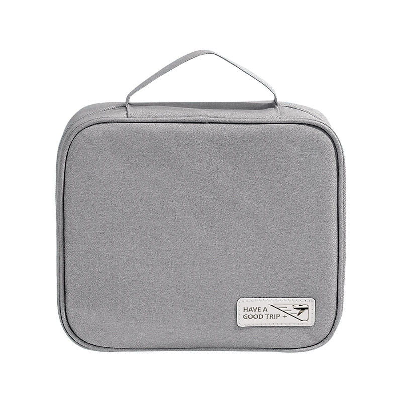 Kuber Industries Cosmetic Storage Case|Makeup Kit Box For Women|Small Vanity Case|Pouch For Home & Travel|Two Compartment|Zipper Closure (Grey)