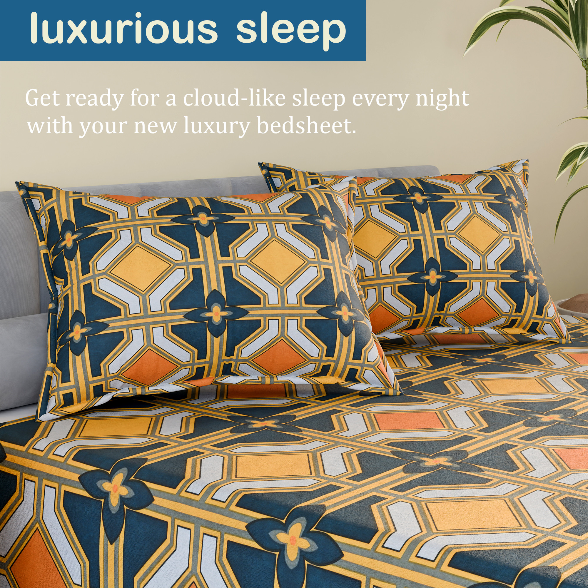 Kuber Industries Cotton 144 TC Double Bedsheet With 2 Pillow Covers  Machine Washable Soft Bedsheet For Living Room Home  Hotels  Zig Zag Print - Green  Orange