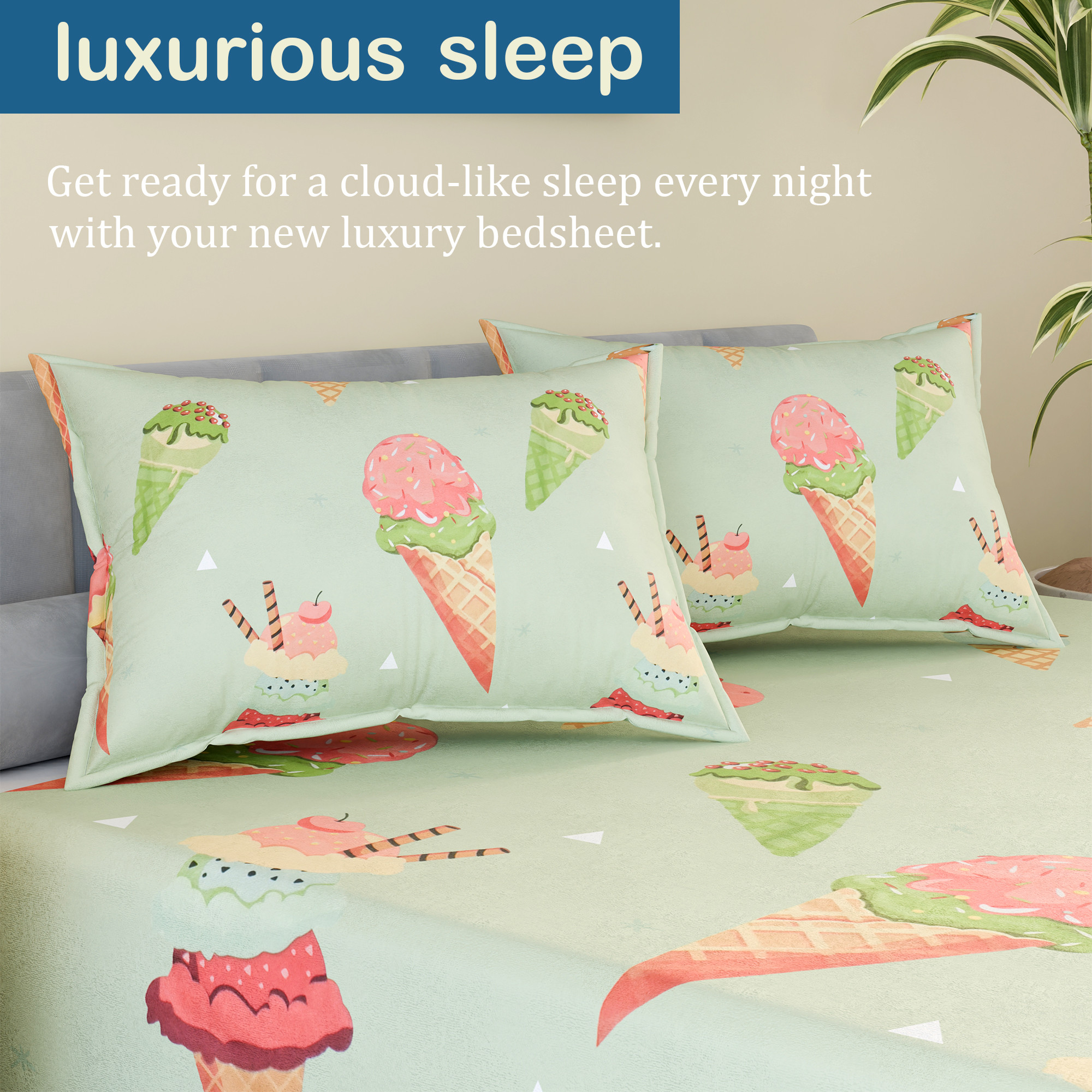 Kuber Industries Cotton 144 TC Double Bedsheet With 2 Pillow Covers  Machine Washable Soft Bedsheet For Living Room Home  Hotels  Kulfi Print - Green