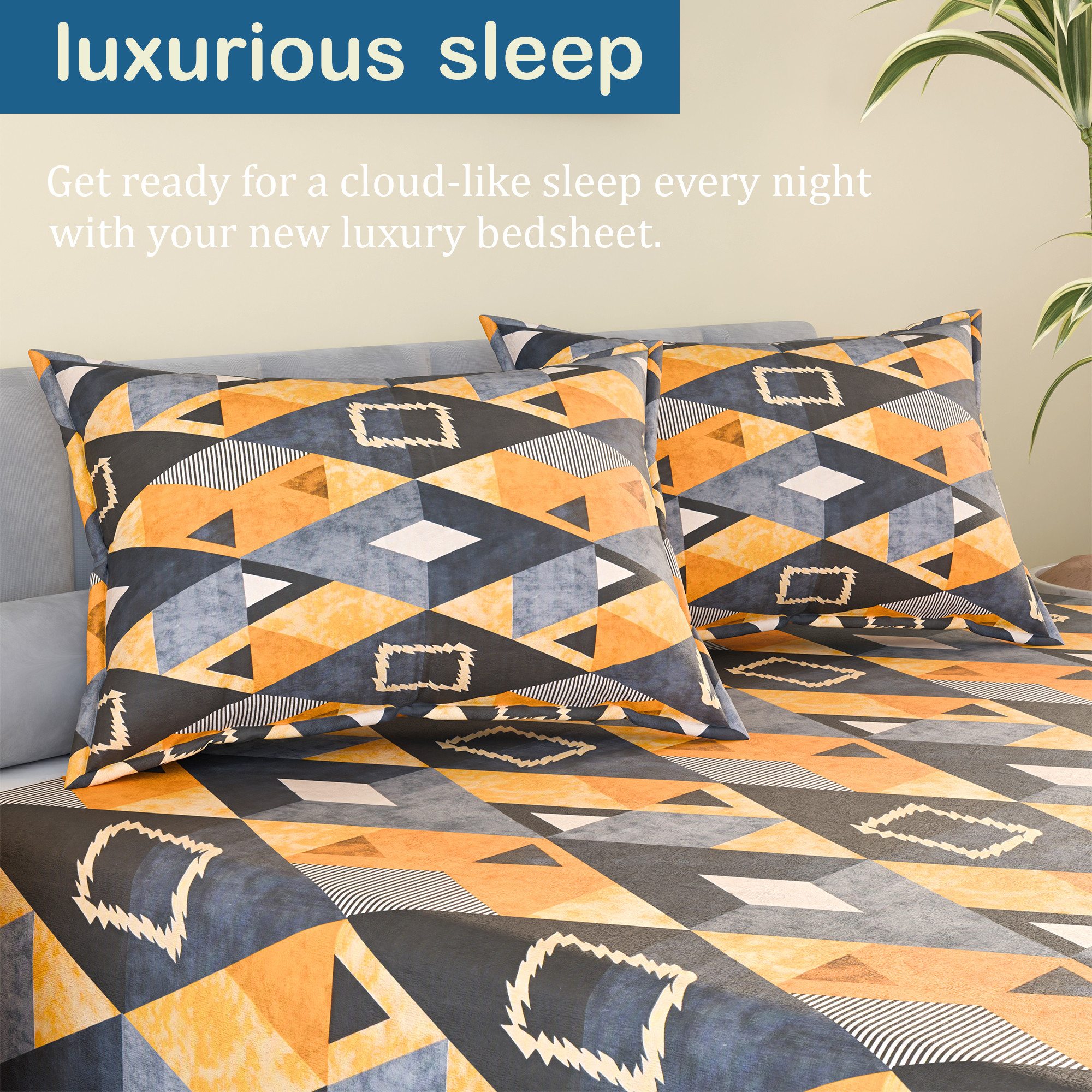 Kuber Industries Cotton 144 TC Double Bedsheet With 2 Pillow Covers  Machine Washable Soft Bedsheet For Living Room Home  Hotels  Zig Zag Print - Brown  Blue