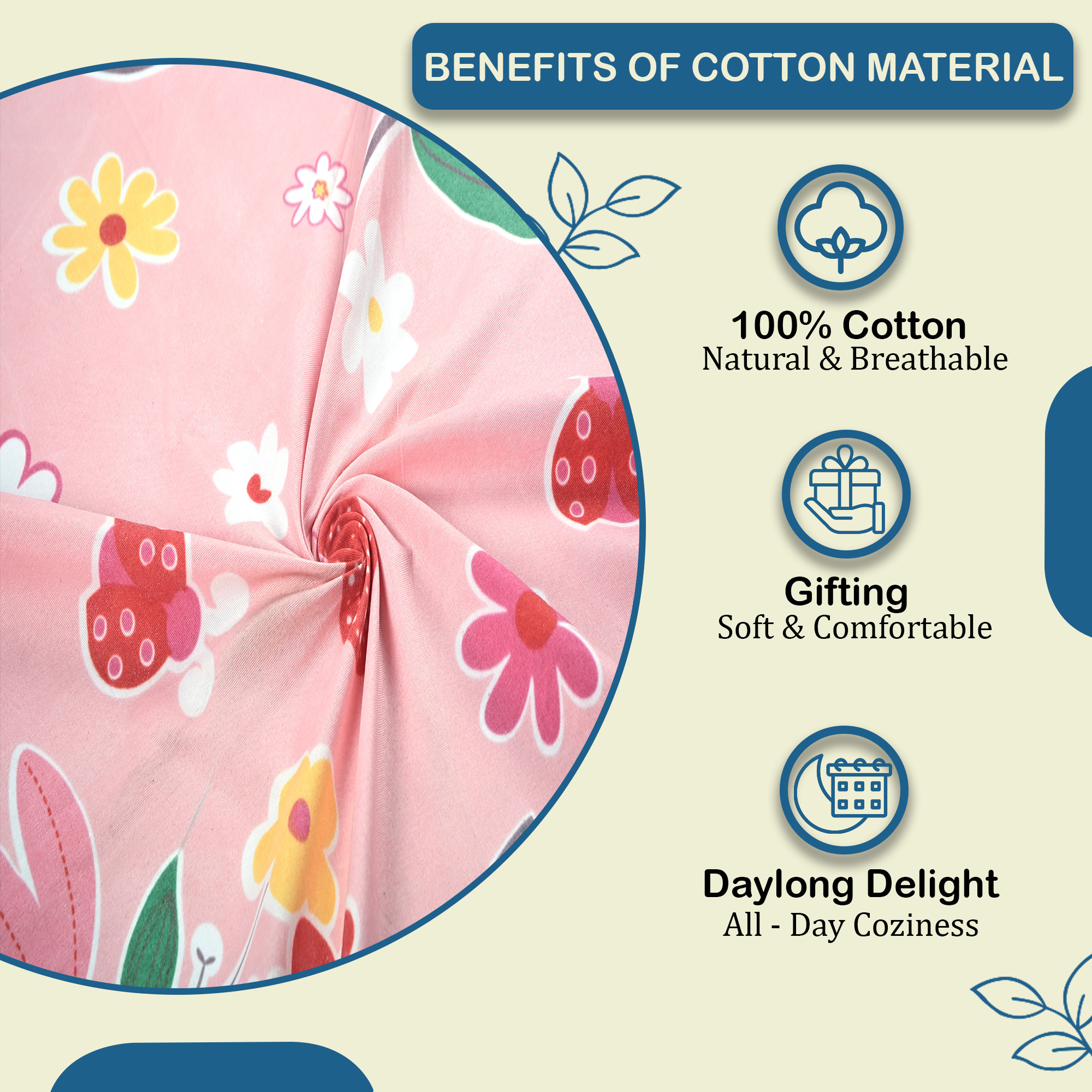 Kuber Industries Cotton 144 TC Double Bedsheet With 2 Pillow Covers  Machine Washable Soft Bedsheet For Living Room Home  Hotels  Flower Print - Pink