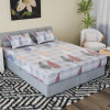Cotton 150 TC Double Bedsheet With 2 Pillow Covers | Machine Washable Soft Bedsheet For Living Room, Home &amp; Hotels | Leaf Fitted Print - Grey