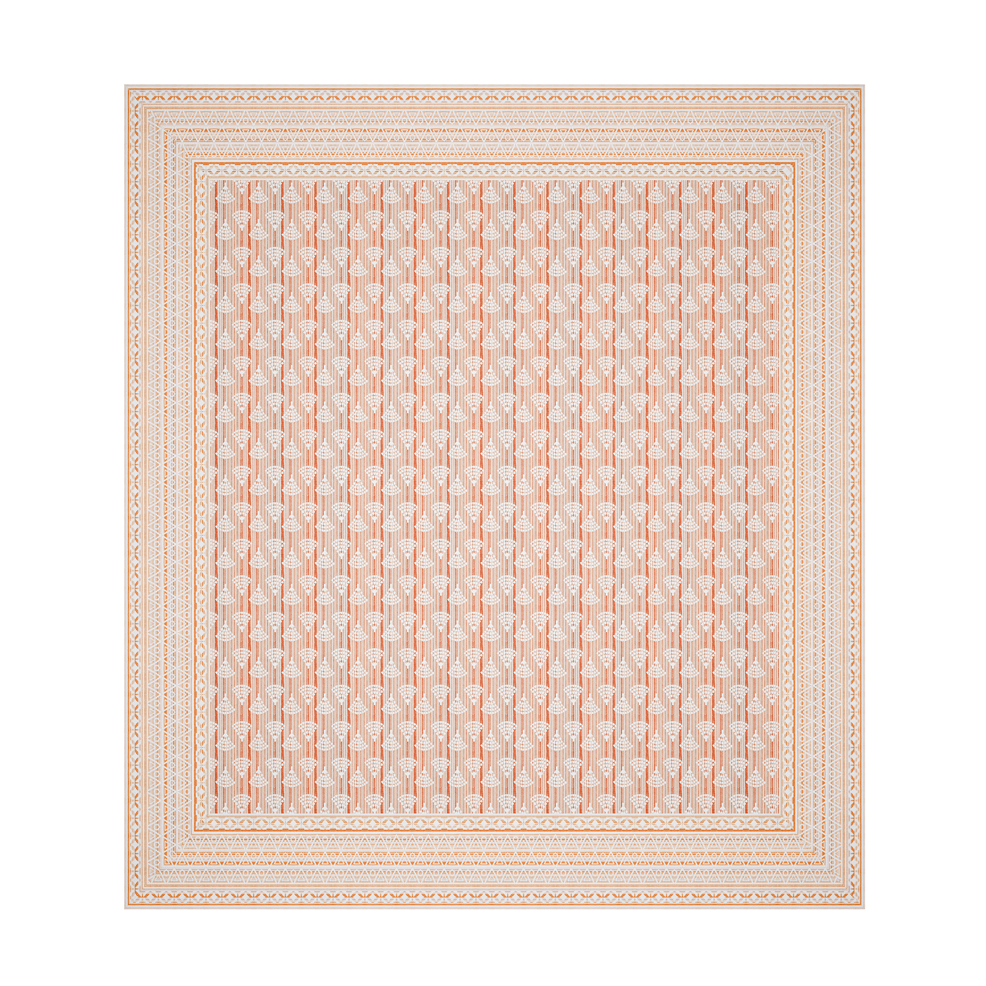 Kuber Industries Cotton 160 TC Double Bedsheet With 2 Pillow Covers  Machine Washable Soft Bedsheet For Living Room Home  Hotels  Triangle Border Heritage Print - Orange