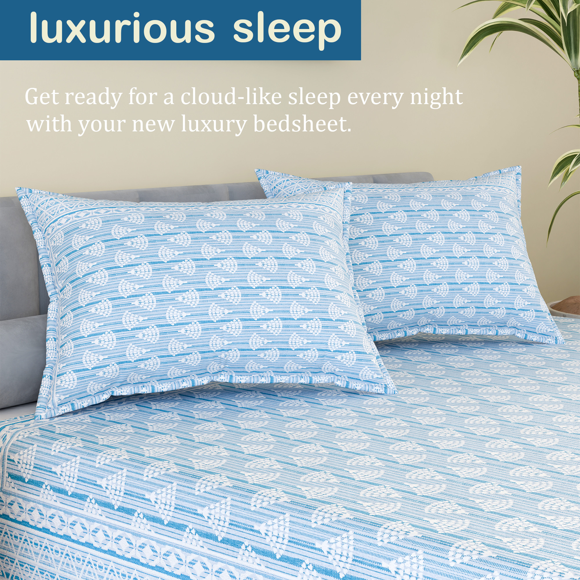 Kuber Industries Cotton 160 TC Double Bedsheet With 2 Pillow Covers  Machine Washable Soft Bedsheet For Living Room Home  Hotels  Triangle Border Heritage Print - Grey