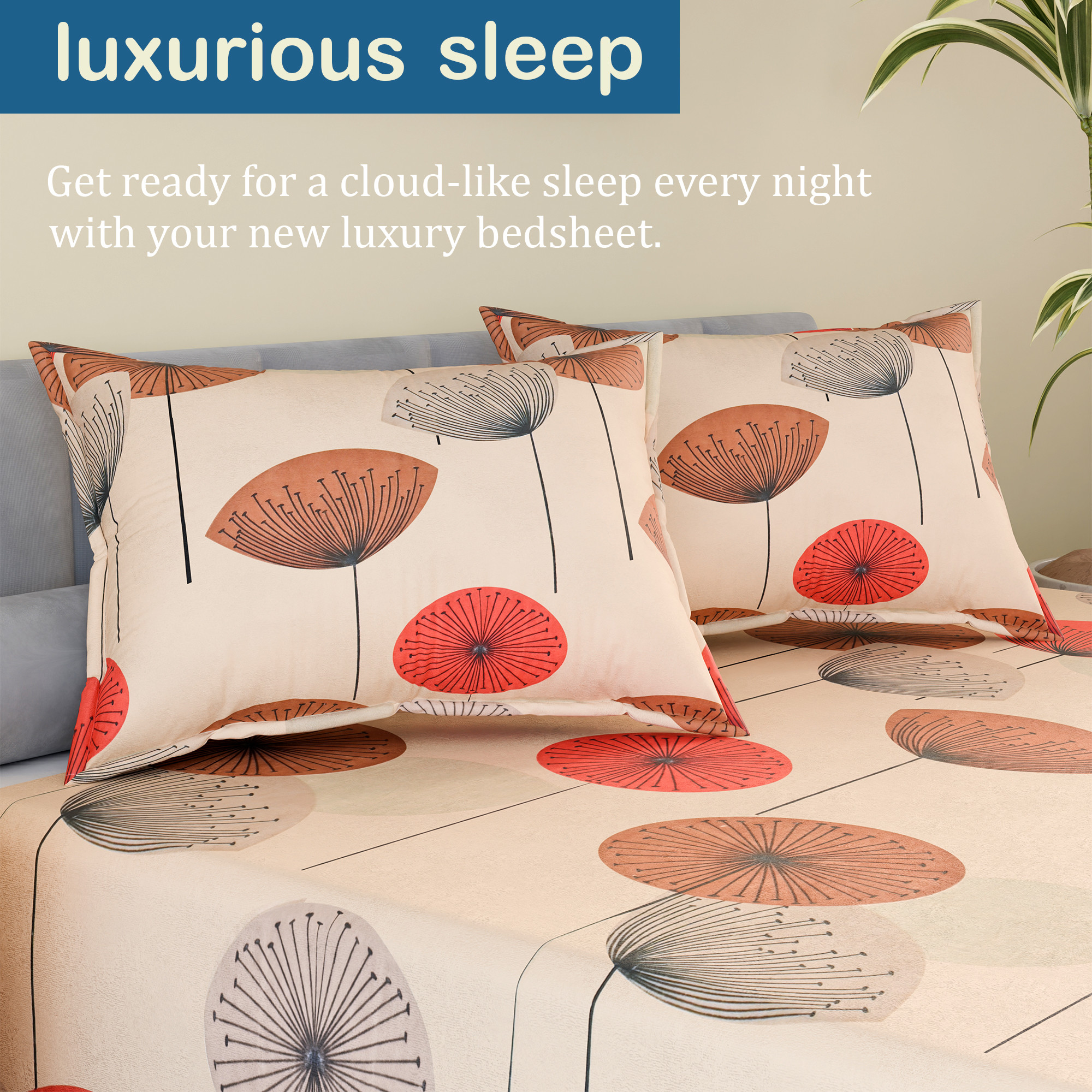 Kuber Industries Cotton 160 TC Double Bedsheet With 2 Pillow Covers  Machine Washable Soft Bedsheet For Living Room Home  Hotels  Flower Print - Cream  Maroon