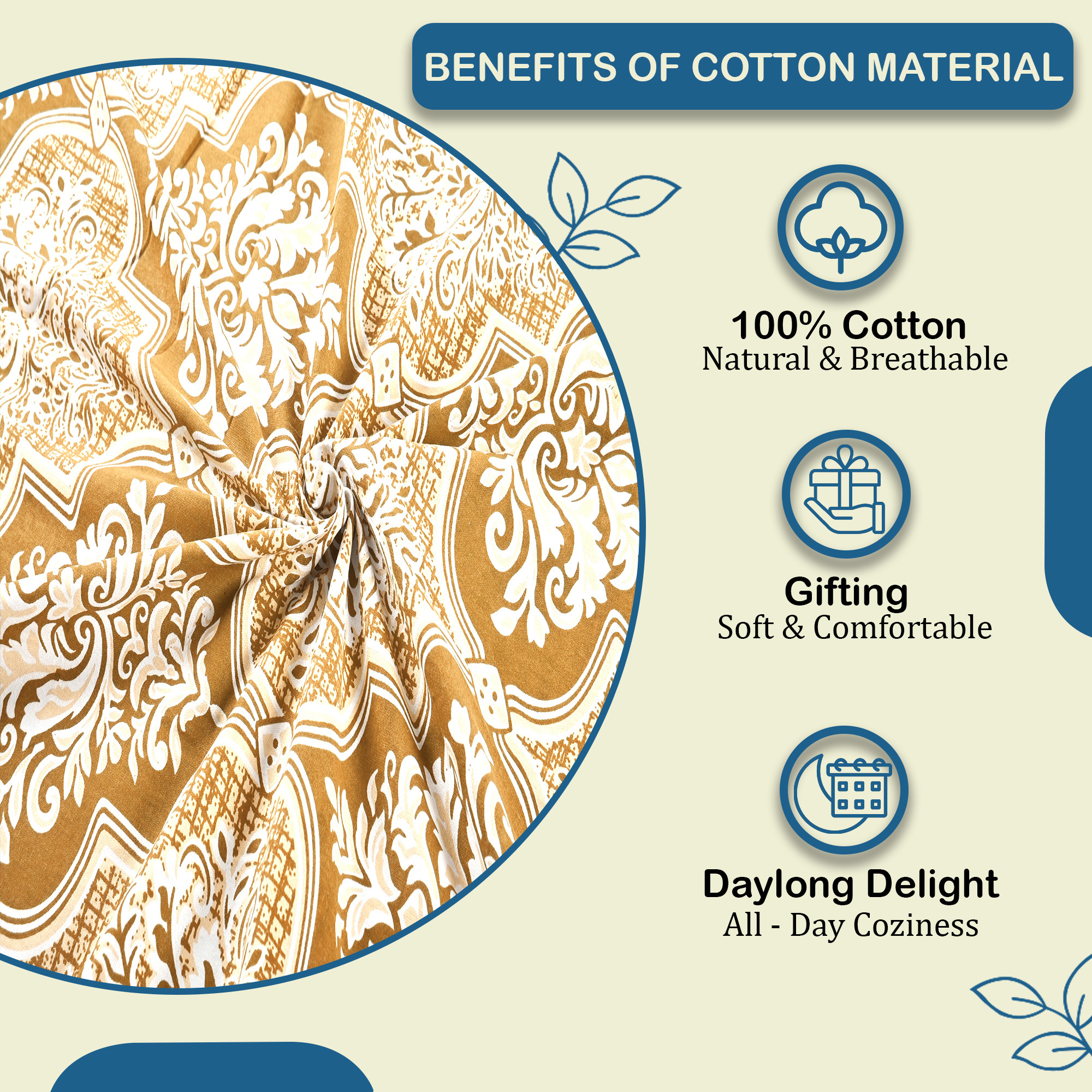 Kuber Industries Cotton 160 TC Double Bedsheet With 2 Pillow Covers  Machine Washable Soft Bedsheet For Living Room Home  Hotels  Flower Heritage - Brown