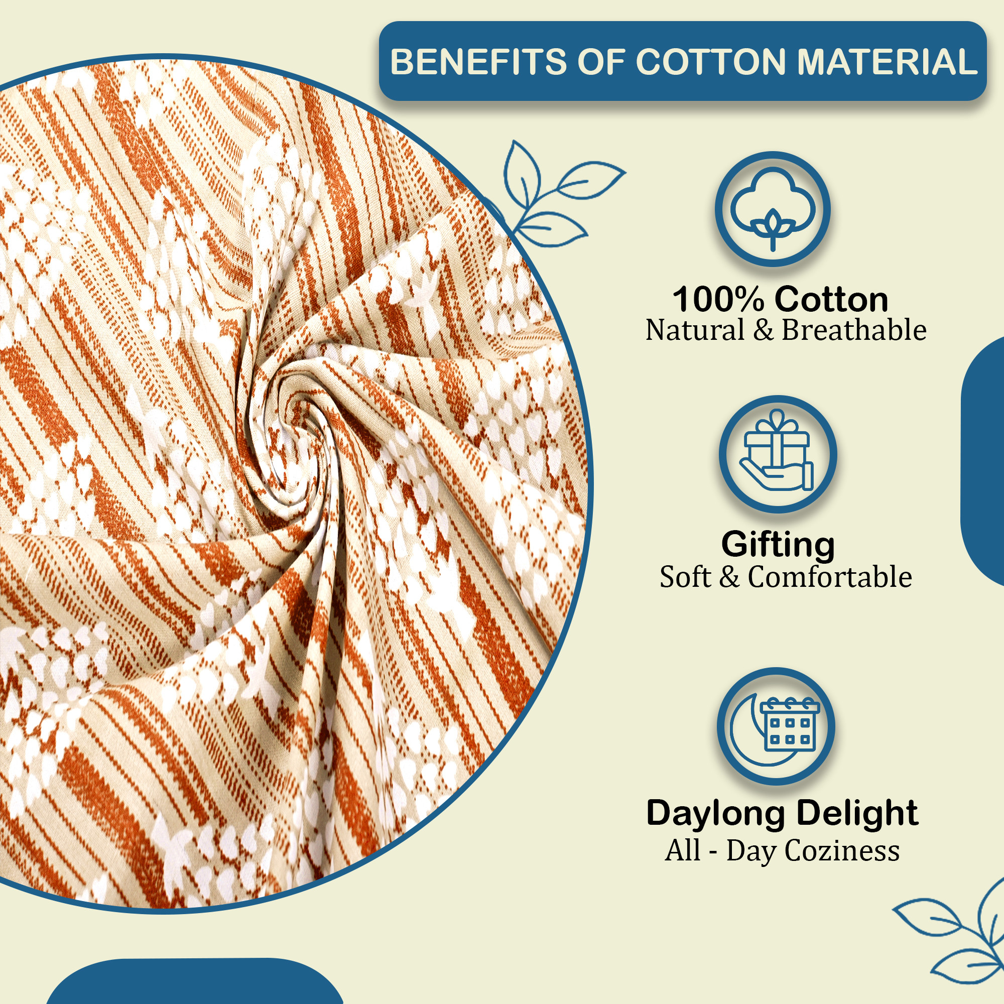 Kuber Industries Cotton 160 TC Double Bedsheet With 2 Pillow Covers  Machine Washable Soft Bedsheet For Living Room Home  Hotels  Triangle Border Heritage Print - Orange