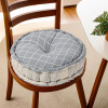 Cotton 16x16 Inch Comfortable Sitting Chair Cushion Pads | Button Sitting Cushion &amp; Back Rest for Chair | Cushion for Office, Dining Chair, Car, Indoor/Outdoor | Round Check - Grey