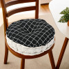 Cotton 16x16 Inch Sitting Chair Cushion Pads | Button Sitting Cushion &amp; Back Rest for Chair | Cushion for Office, Dining Chair, Car, Indoor/Outdoor | Round Check - Black