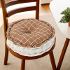 Cotton 16x16 Inch Sitting Chair Cushion Pads | Button Sitting Cushion & Back Rest for Chair | Cushion for Office, Dining Chair, Car, Indoor/Outdoor | Round Check - Brown