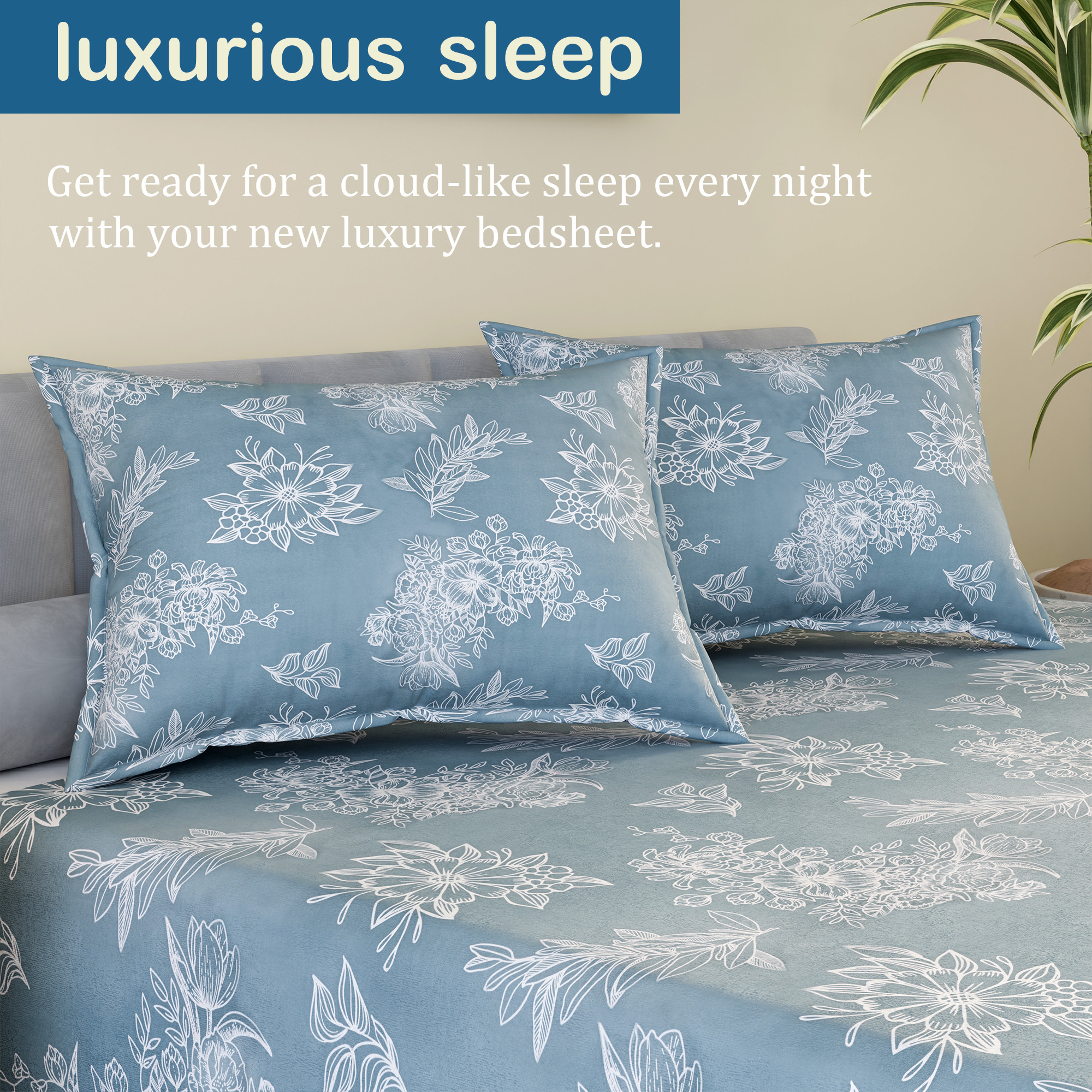 Kuber Industries Cotton 180 TC Double Bedsheet With 2 Pillow Covers  Machine Washable Soft Bedsheet For Living Room Home  Hotels  Lotus Fabio Print - Grey  White