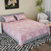 Cotton 180 TC Double Bedsheet With 2 Pillow Covers | Machine Washable Soft Bedsheet For Living Room, Home &amp; Hotels | Lotus Fabio Print - Pink &amp; White