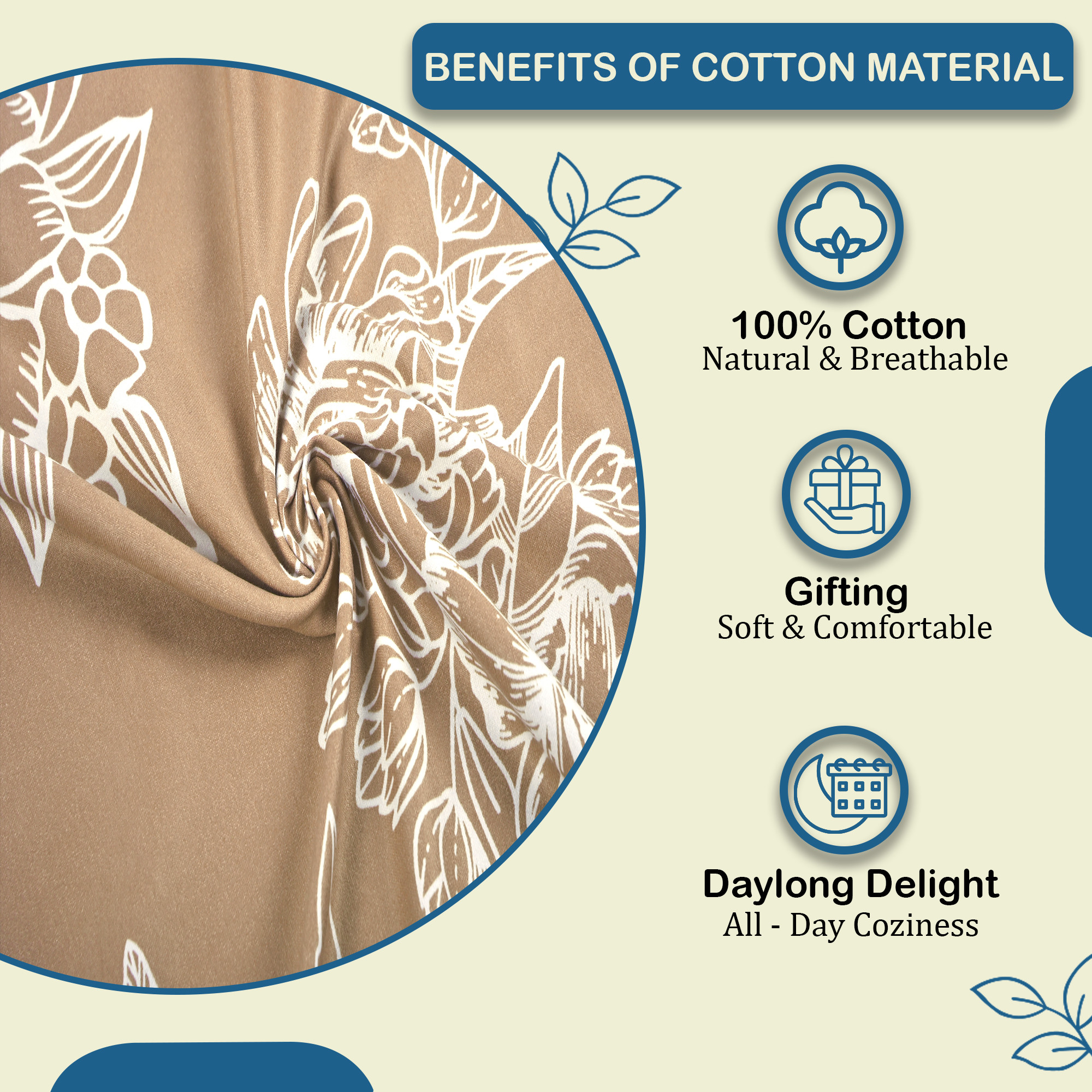 Kuber Industries Cotton 180 TC Double Bedsheet With 2 Pillow Covers  Machine Washable Soft Bedsheet For Living Room Home  Hotels  Lotus Fabio Print - Brown  White