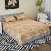 Cotton 180 TC Double Bedsheet With 2 Pillow Covers | Machine Washable Soft Bedsheet For Living Room, Home & Hotels | Lotus Fabio Print - Golden & White