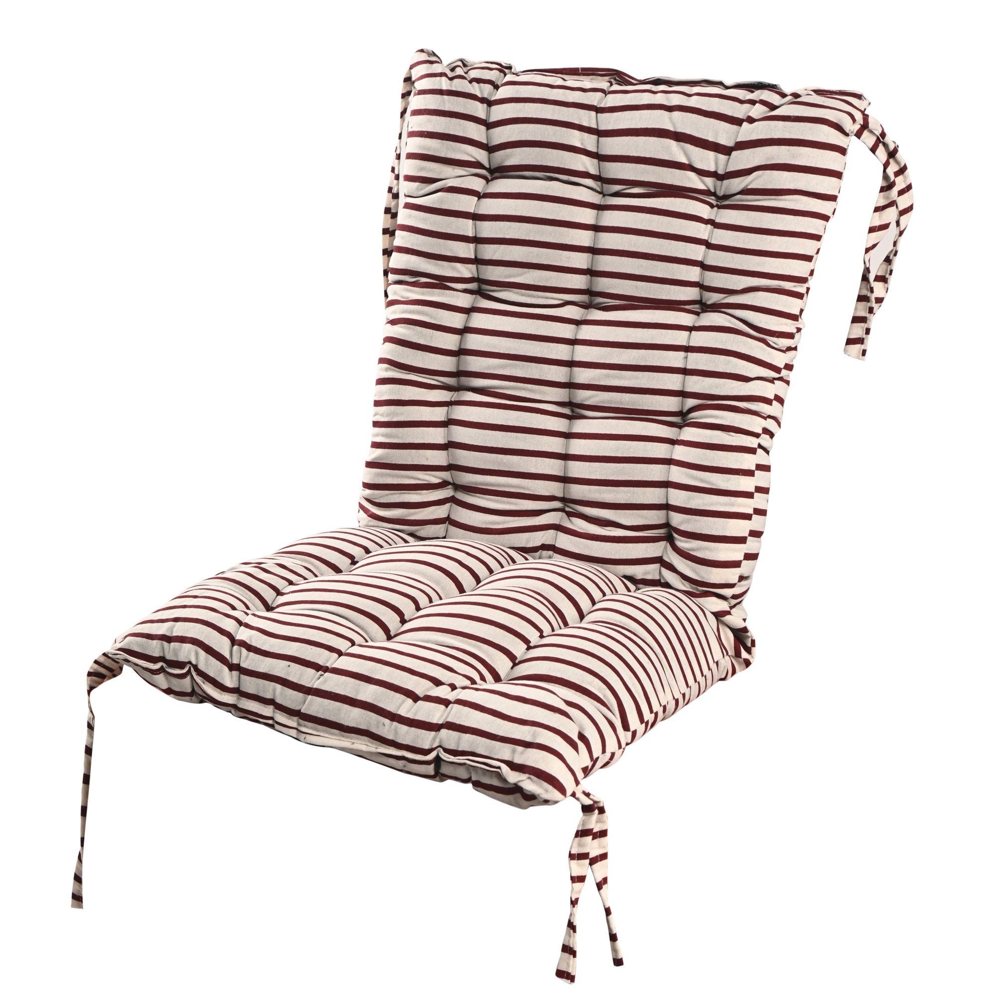 Kuber Industries Cotton 18x36 Inch Long Comfortable Rocking Chair Cushion with Ties  Back Rest  Seat Cushions Chair Pad for Rocking Chairs  Chair Cushion for Office  Home Use  Lining - Maroon
